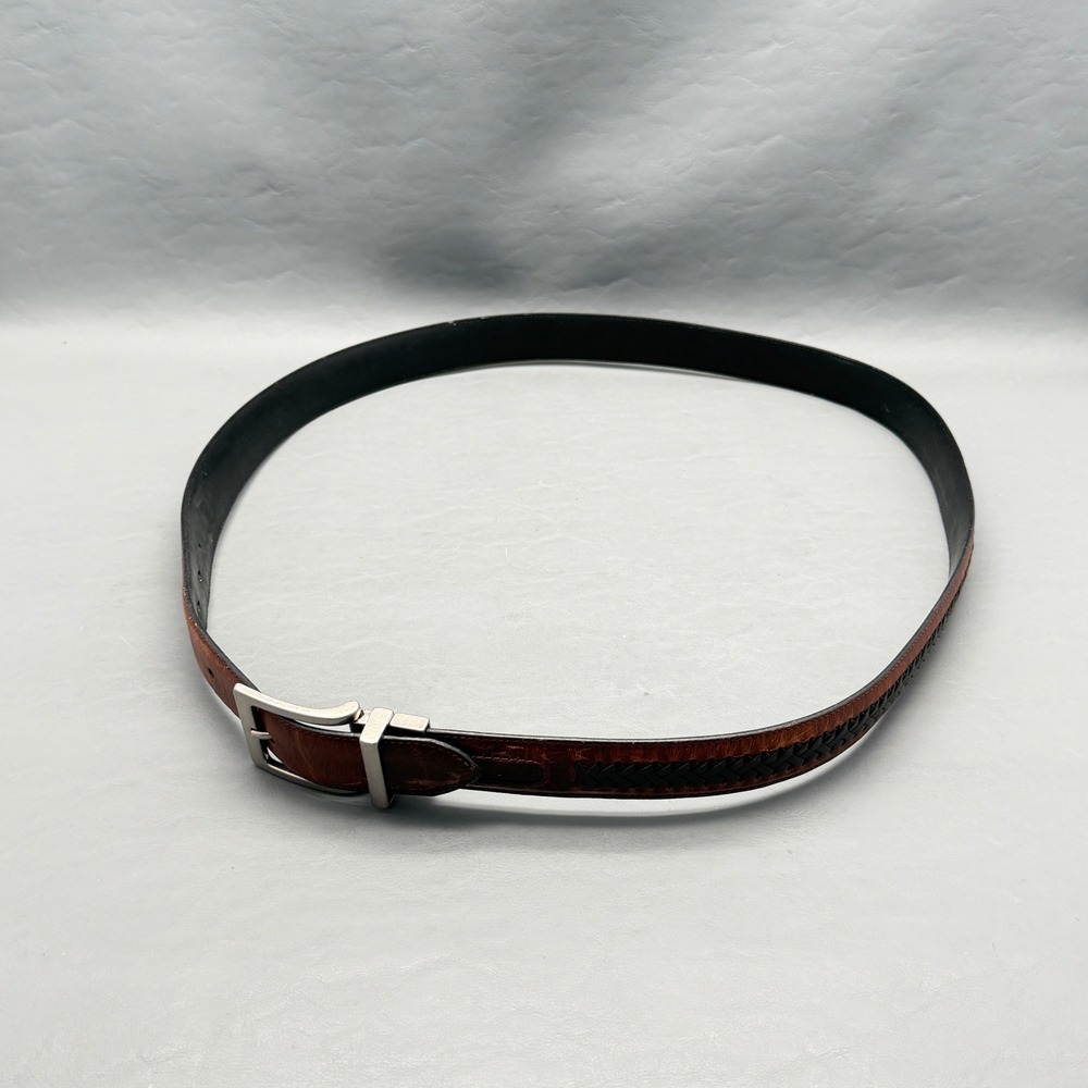 Columbia Mens Genuine Leather Belt Brown Black Stitch 17CO0211 Size 48/120